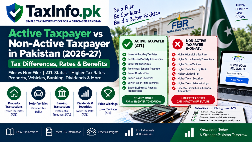 Active Taxpayer vs Non-Active Taxpayer in Pakistan – Tax Differences (2026-27)