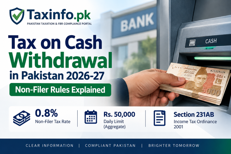 Tax on Cash Withdrawal in Pakistan 2026-27 – Non-Filer Guide