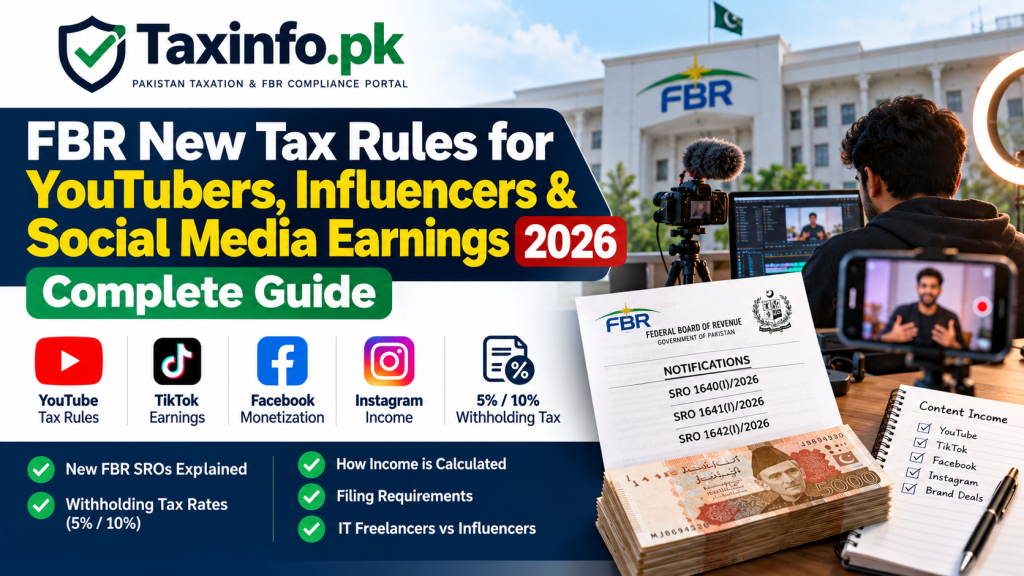 FBR New Tax Rules for YouTubers, Influencers & Social Media Earnings 2026 – Complete Guide